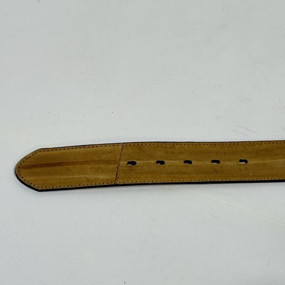 Vintage Western Tooled Leather Belt German Silver Horse Buckle Brown Size 34 - Picture 8 of 16